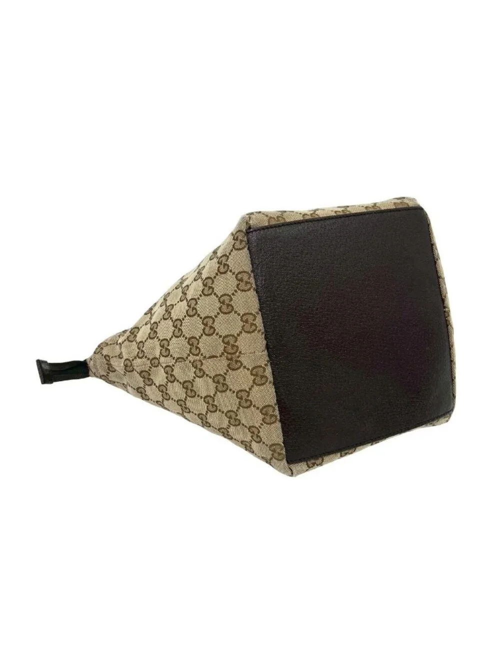 Gucci Sherry Line GG Logo Pattern Canvas Leather Handbag Mini Tote Brown